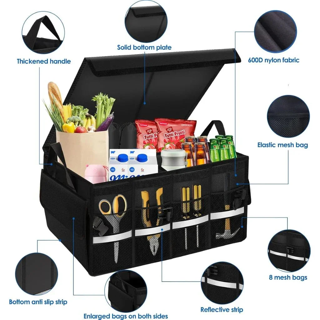 Organisateur de Coffre Pliable et Imperméable avec Multi-Compartiments – صندوق تنظيم الأغراض قابل للطي ومقاوم للماء